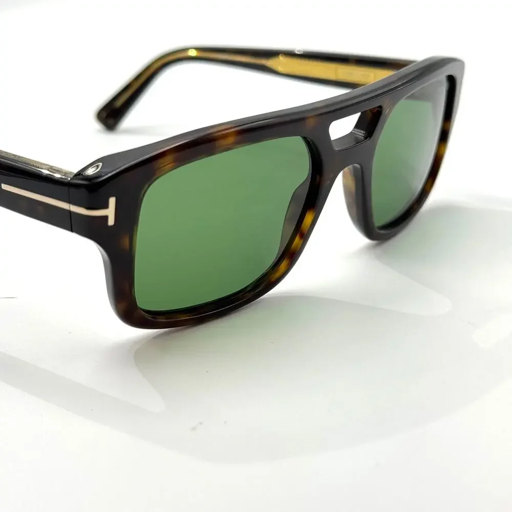 Tom Ford Sunglasses Icon TI0022 52N Havana Navigator Frame Green Lens 53-20-145